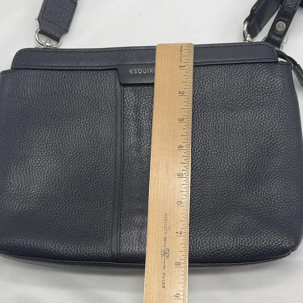 Crossbody Messenger Bag Dark Blue/Black Textured Material Esquire leather preppy